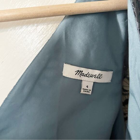 Madewell Blue Lace Overlay V-Neck Flutter Sleeve A-Line Mini Dress Size 4 - Picture 4 of 8